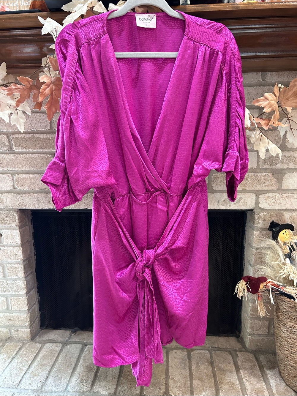 Callahan Fuchsia Wrap-Front Midi Dress EUC